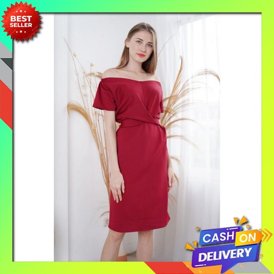 Dress Pesta Wanita Dress Kondangan Brukat Party Casual Dress Cewek Korea Gaun Pesta Wanita Brokat Re