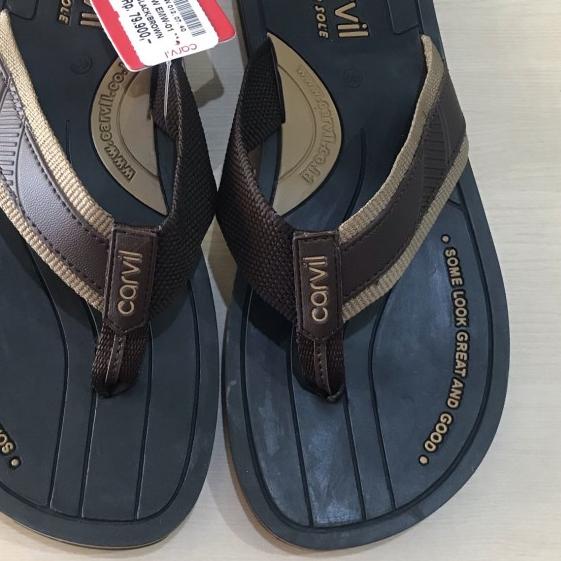 Sendal Jepit Cowok Carvil Original Sandal Japit Pria Carvil EMW - Cokelat, 43