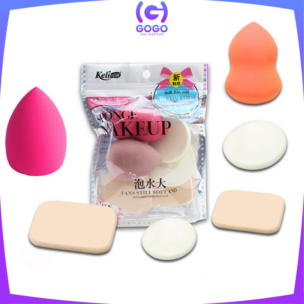 GOGO-K47 Spons Make Up 6 IN 1 Spon Foundation Pembersih Make Up Wajah Sponge Makeup Beauty Blender