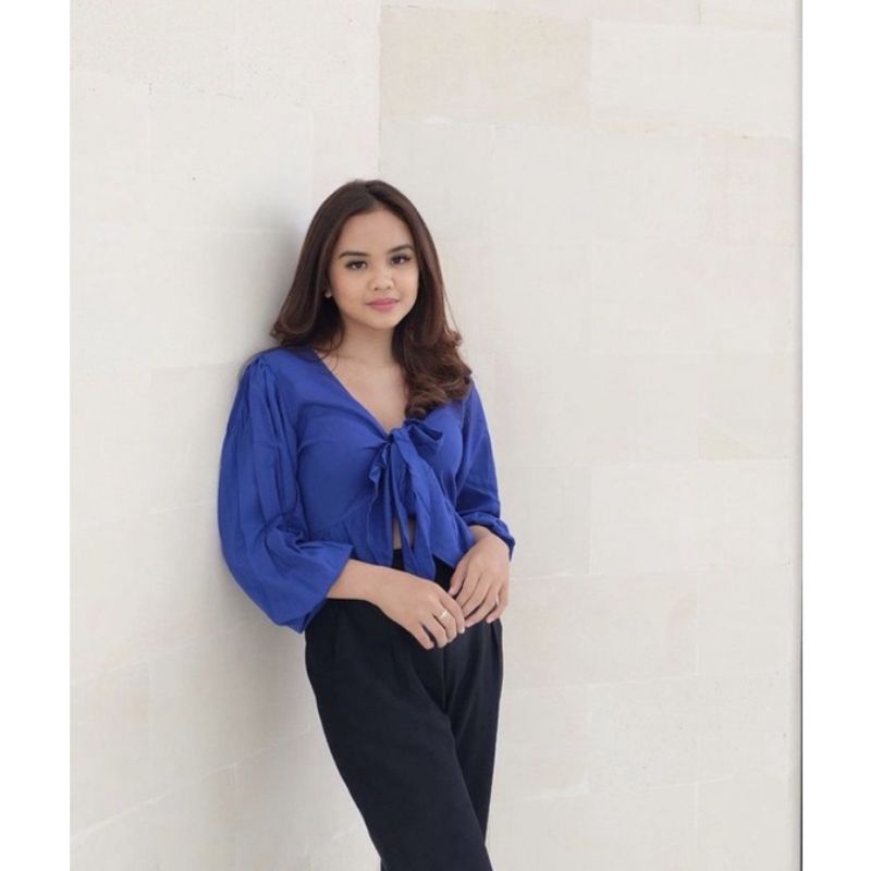 KEMEJA ATASAN WANITA - WRAP TOP REMPEL - BLOUSE IKAT RAYON