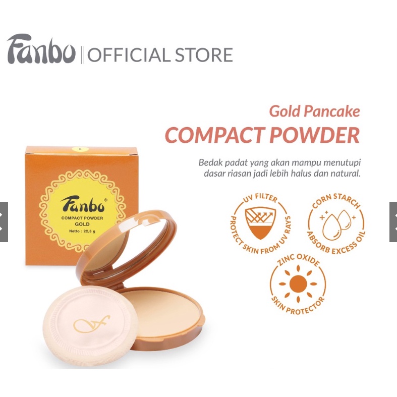 Fanbo Gold  Compact Powder - Bedak Padat - Zink Oxide - UV Filter