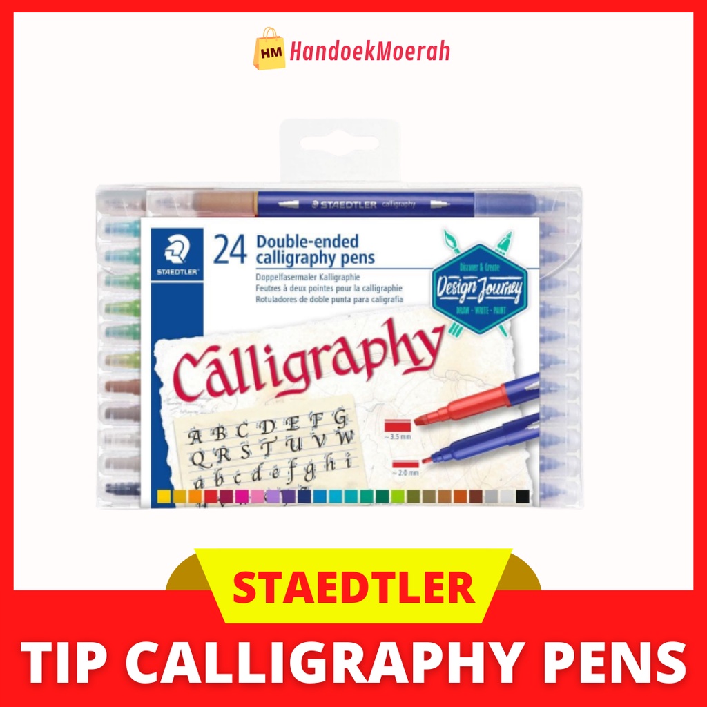 Staedtler Double Ended Fibre - Tip Calligraphy Pens 24 Colours