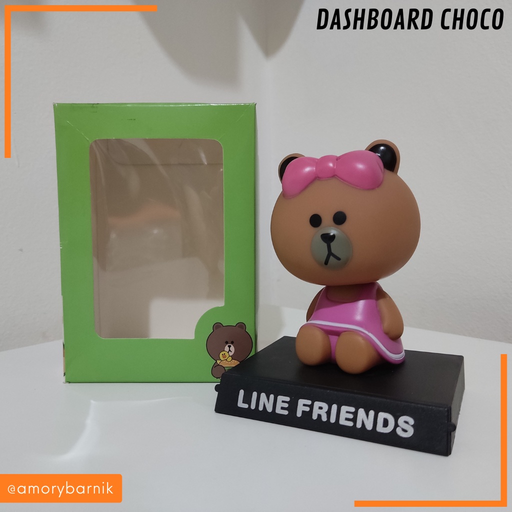 Pajangan Dashboard Mobil Booble Head Kepala Goyang Line Friends Choco