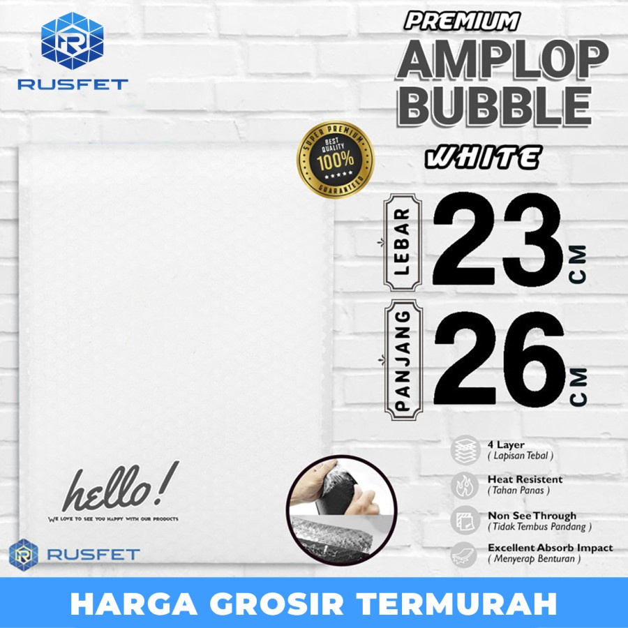 

AMPLOP BUBBLE MAILER WHITE 23x26cm RUFSET WRAP ENVELOPE PREMIUM