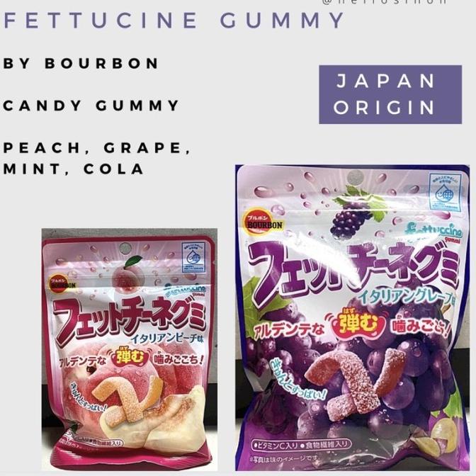 

TERLARIS Fettucine Gummy Grape Peach Mint candy permen jelly /PERMEN LUNAK/PERMEN VIRAL/PERMEN MILO/PERMEN YUPI/PERMEN JADUL/PERMEN KARET