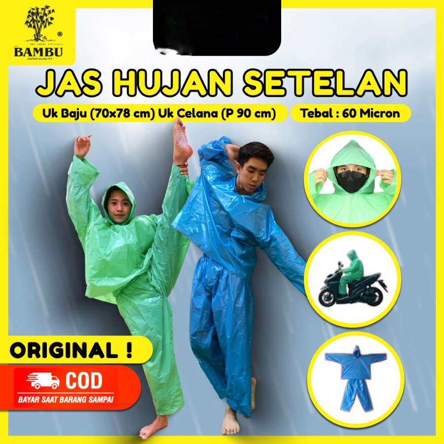 Jas Hujan Sekali Pakai Plastik Plastic Ponco Disposable Raincoat Baju/Raincoat Transparan Sekali Pakai