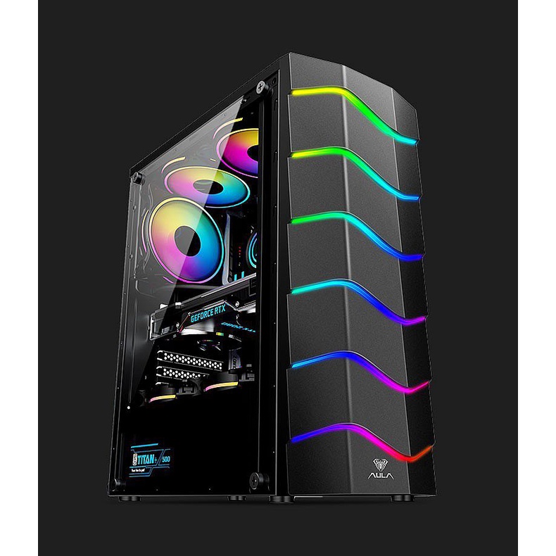 Casing PC AULA Gaming Wave FZ009 include 3 Fan RGB