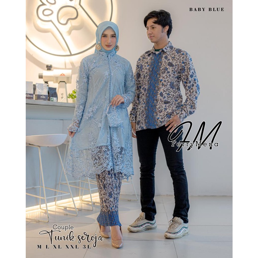 Permata Olshop / Couple Kebaya Busui Kancing Depan Dan Kemeja / Couple Kebaya Lamaran / Kebaya Couple Kondangan / Kebaya Seragam / Couple Kebaya Busui / Couple Kebaya Jumbo