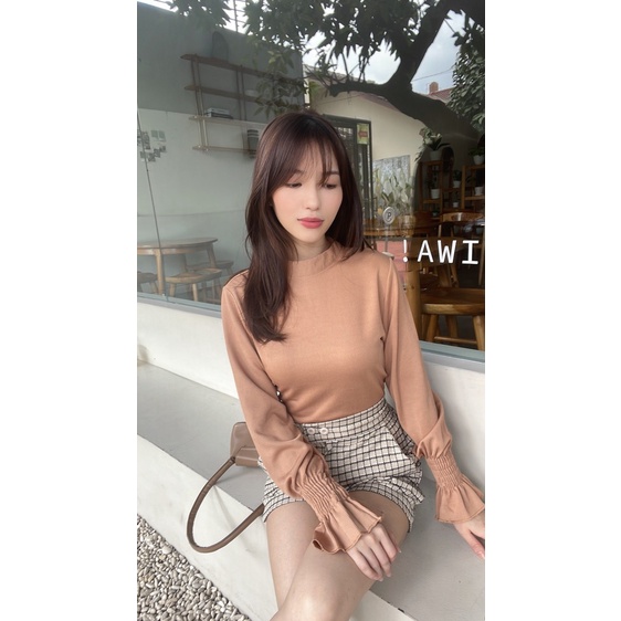 Kadaka T-0421 Blouse Semi Pleats Tangan Panjang