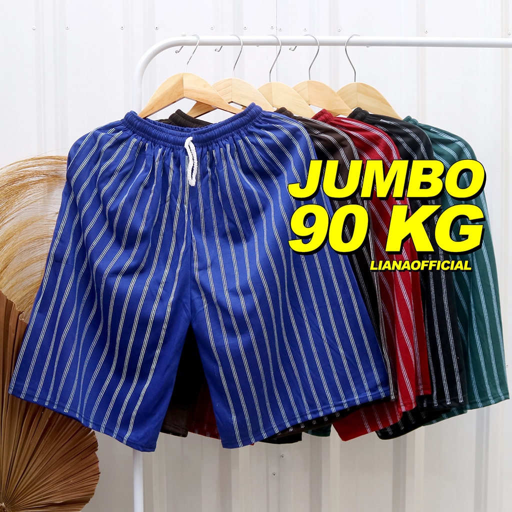 Celana Pendek Jumbo Wanita Kolor Harian Santai Daily Wear Cewek Big Size Motif Garis Salur