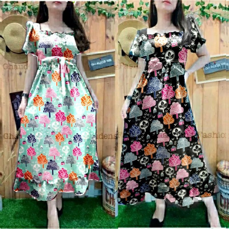 dress wanita/long dress santai/baju harian/daster perempuan modern/baju dirumah/dress rempel ABG