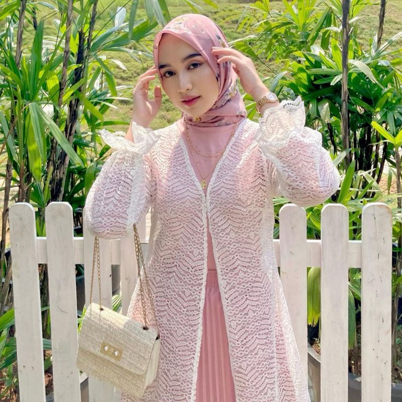 Yuki Lace Outer - Long Cardigan Brokat/Brukat