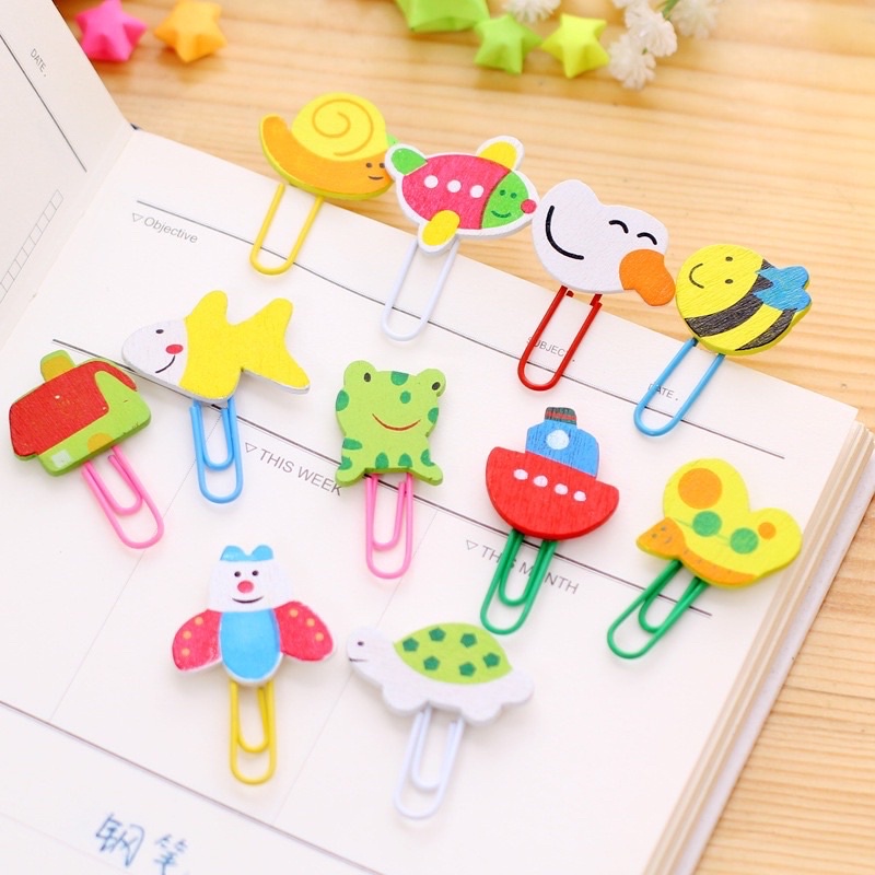 

1 buah paper clip klip penjepit pembatas kertas karakter bahan besi dan kayu murah lucu motif imut kawaii kiyowo murah