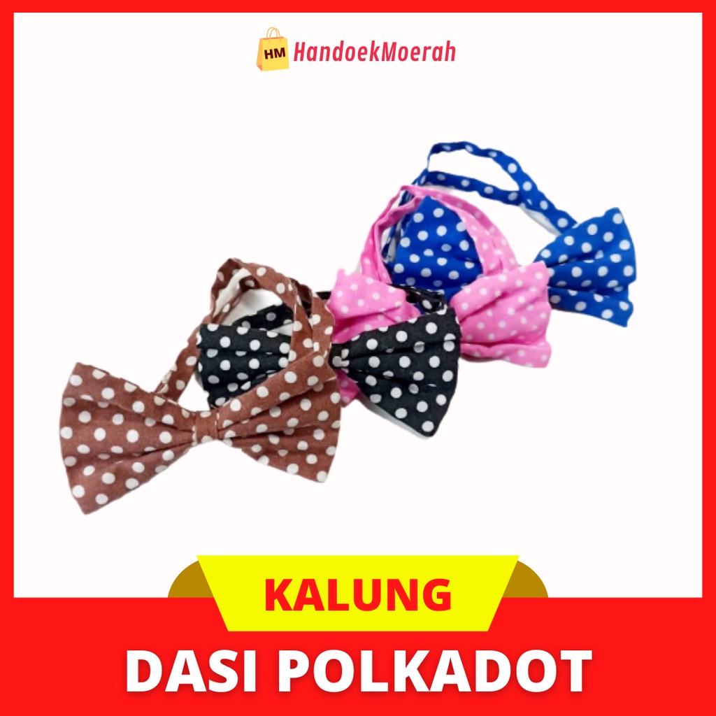 Kalung Dasi Pulkadot Kucing &amp; Anjing / Aksesoris Hewan