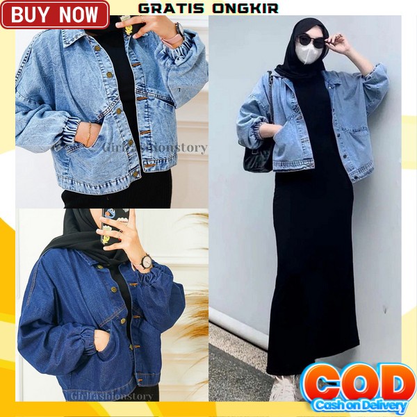 Jaket Jeans Wanita Over Size Jaket Crop Cewek Kekinian Jaket Jins Wanita Jumbo Oversize Kekinian Imp