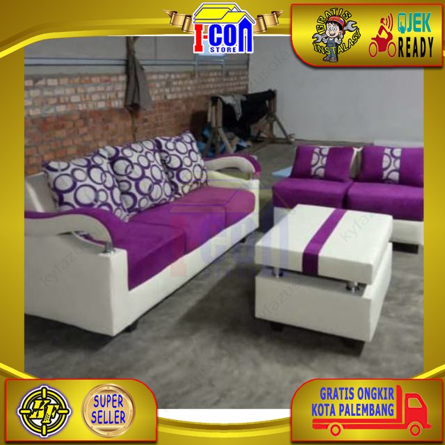 Sofa Lolypop sopa minimalis kain kursi tamu tempat duduk bonus meja dan bantal