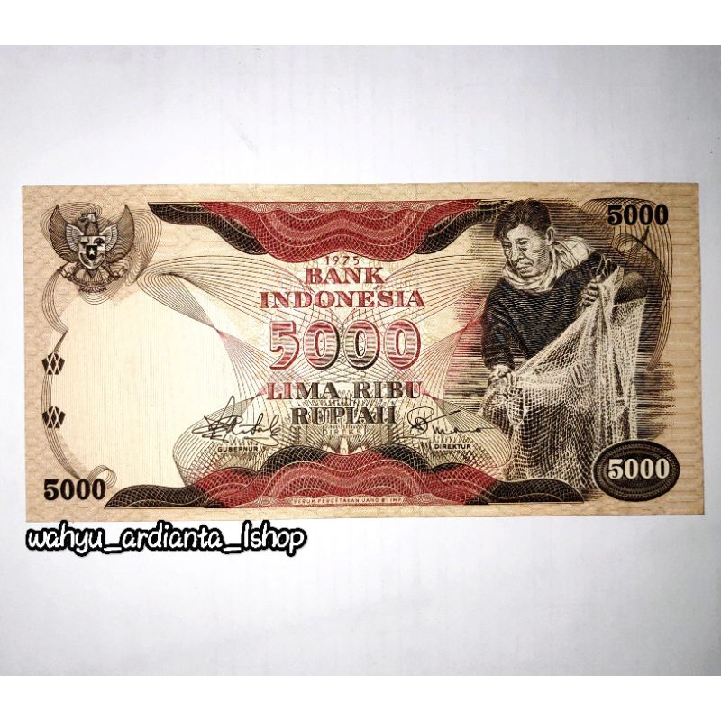 Uang kuno 5000 Penjala ikan aUNC/UNC