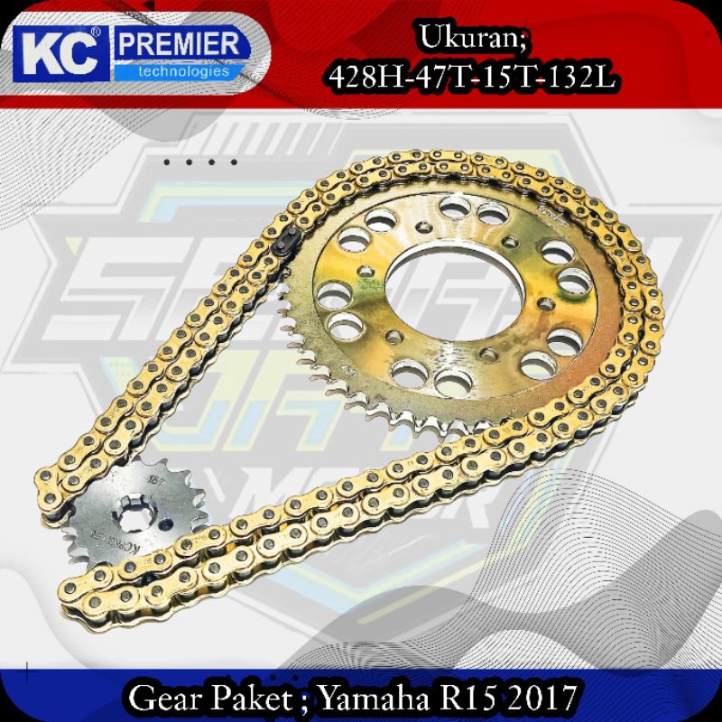 KCP GIR GEAR PAKET R15 2017 6Hole (428H/47T/15T/132L) / KC PREMIER GIR SET YAMAHA R15 2017/2018