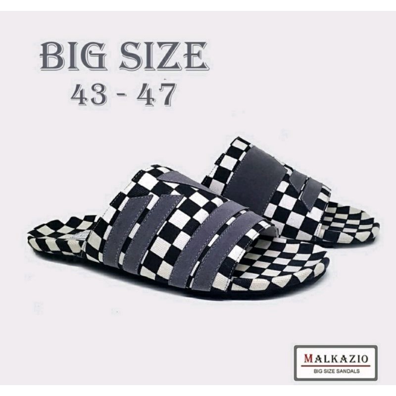 OVERSIZE Sandal Pria Ukuran Besar K01Black 43.44.45.46.47 Slop Jepit Cowok Kasual Sendal JUMBO Kulit, 44