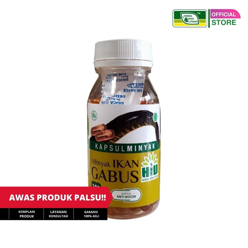 Minyak Ikan Gabus HIU 100 Kapsul herbal Indo Utama Original