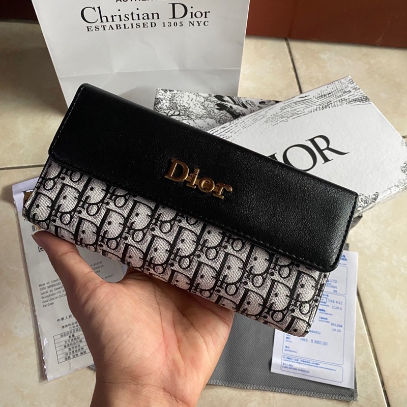 long wallet dompet dior black mewah