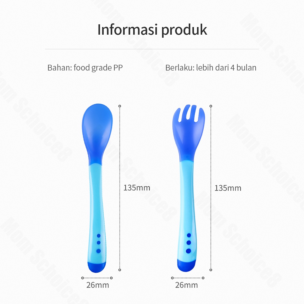 ZBH Sendok Makan Bayi Garpu Sensor Panas Silikon Peralatan Makan Bayi Bpa Free Bahan Silikon Lembut