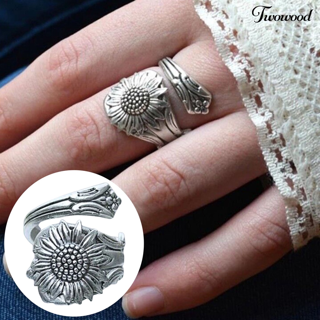 Cincin Model Bunga Matahari Bahan Alloy Untuk Wanita