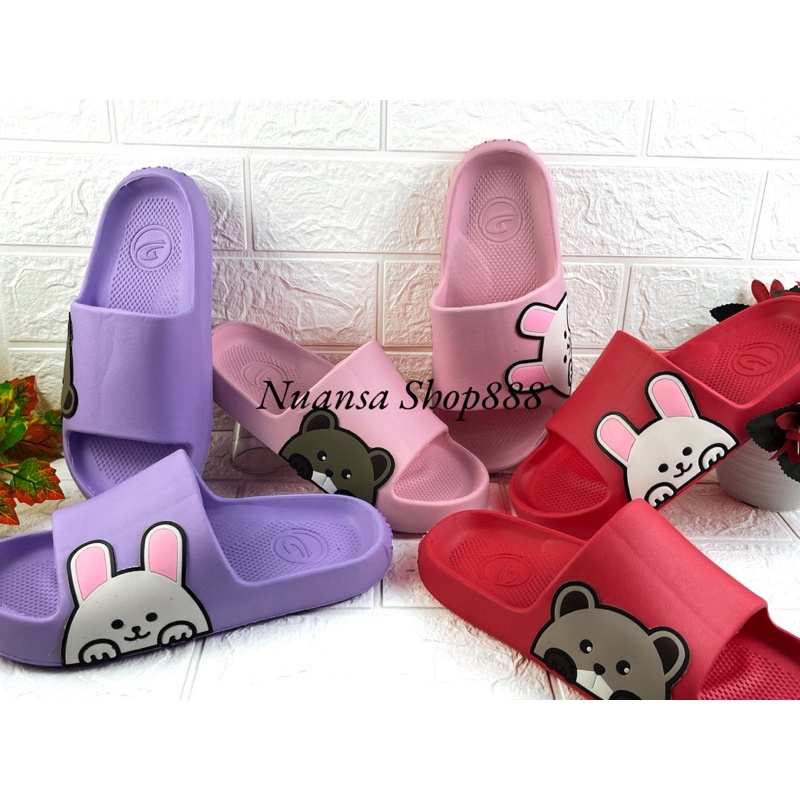 DX-386C Sandal Selop Anak Perempuan / Sandal Slide Motif Kelinci Beruang Merek Dulux Ukuran 30-35