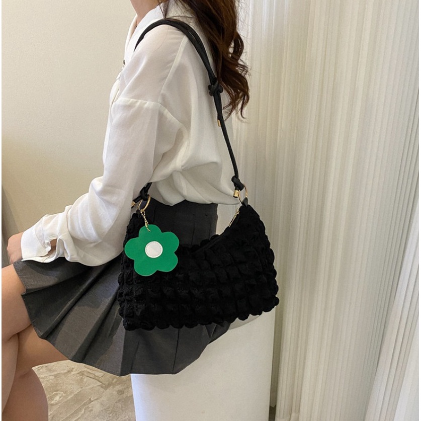 CLOUDY Shoulder bag Tas Selempang Jinjing Bahu Vintage Viral Stylish Cantik Terlaris Bunga Sling bag Lucu Motif Awan Kotak Timbul korea Wanita Remaja Fashion kuliah  Sekolah OOTD Kondangan Import Cute Korean Style Aesthetic Chikoisme