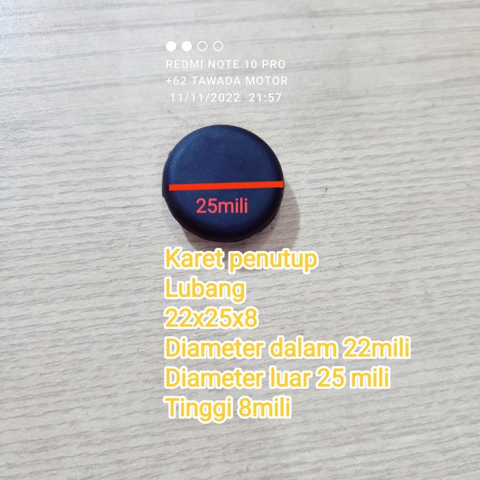 KARET PENUTUP LUBANG UKURAN 22X25X8