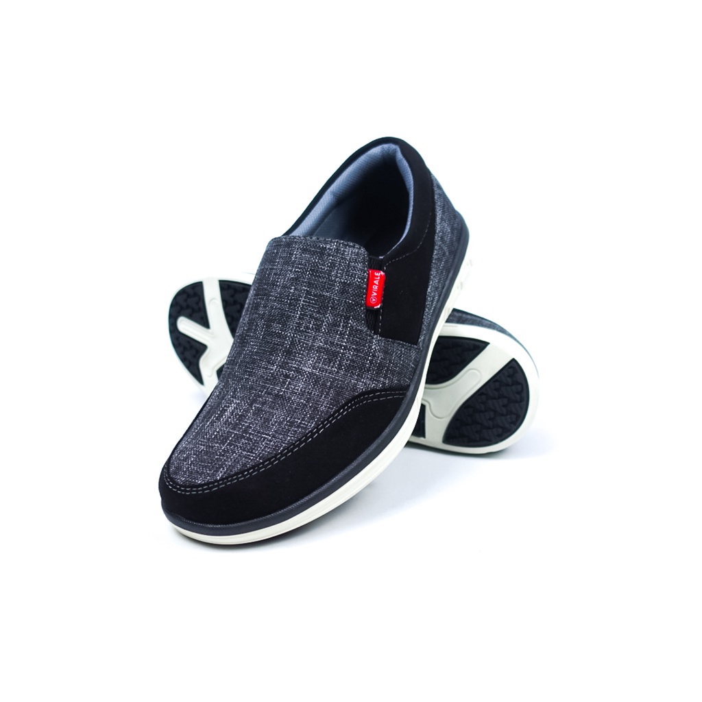 Sepatu Slip On Pria Virale Keren Casual Terbaru KG 01 HT ABU