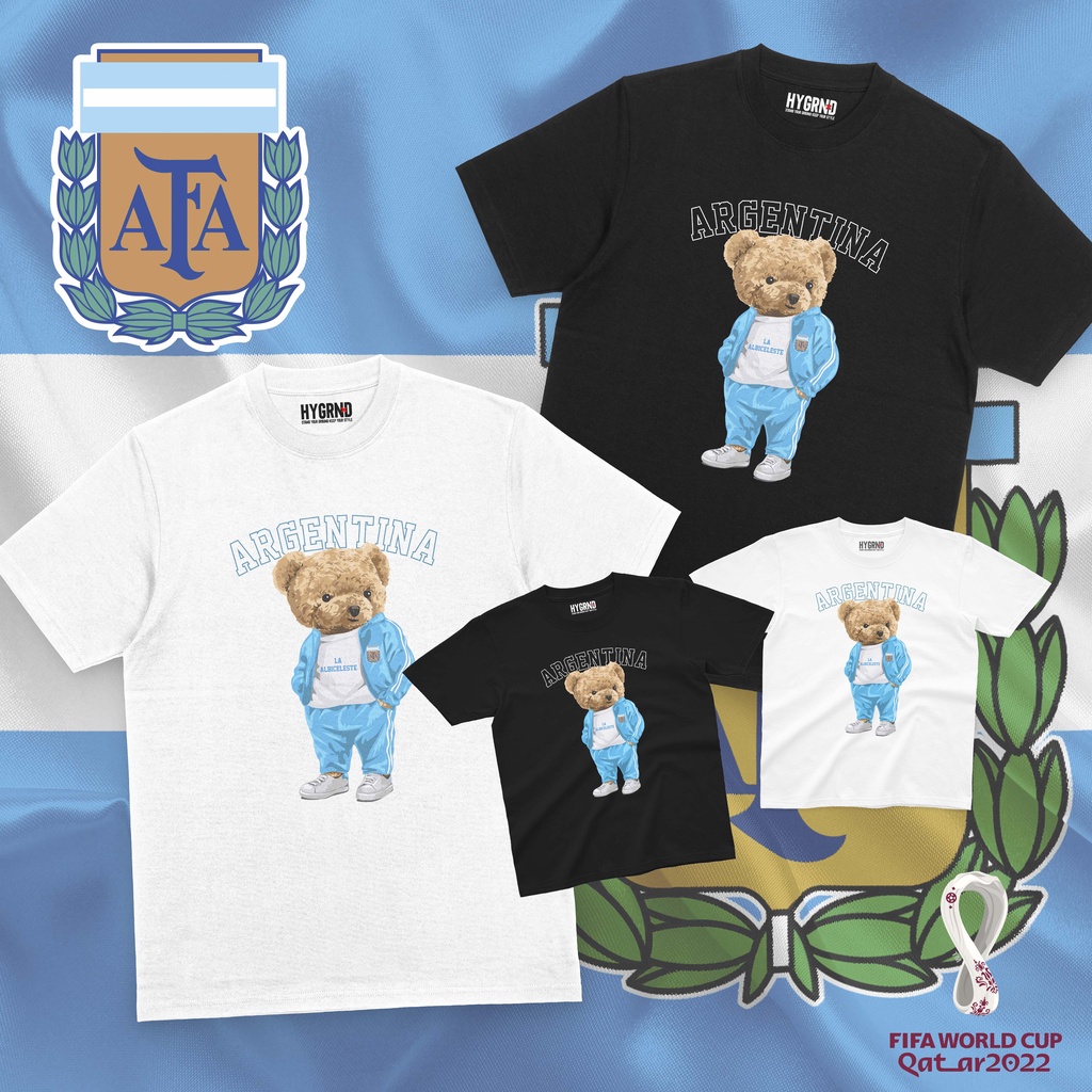 Original Kaos Piala Dunia "Bear Argentina" - FIFA World Cup Qatar 2022/Messi Unisex