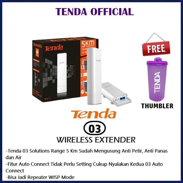 Tenda O3 Wifi Extender Outdoor Point To Point CPE 5km O 3 03 0 3