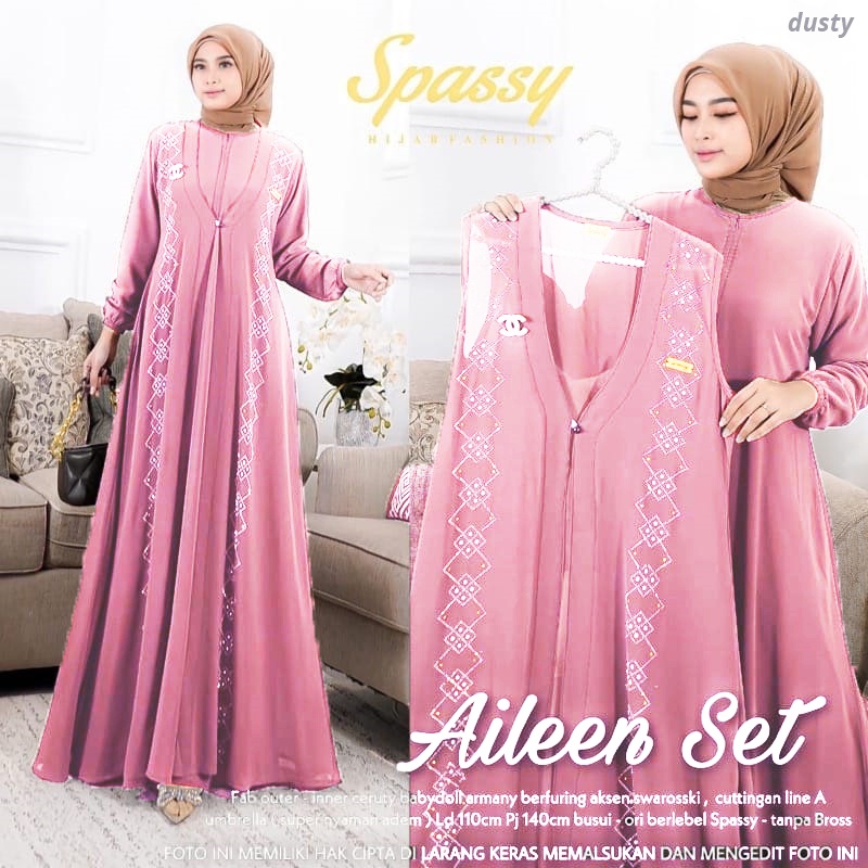 [Ada jumbo] AILEEN set / Ailen Dres / Aileen Dress / Aileen Gamis-Dusty