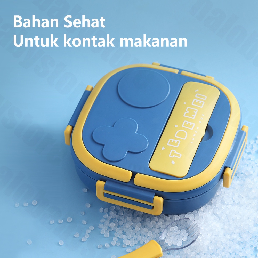 Halo Baby kotak makan anak stainless/lunch box set 3 sekat/bekal makan set anak anti tumpah