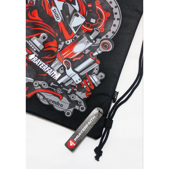 ROFAD STORE Tas serut Pria/wanita - Drawstring Bag Olah raga - Tas serut sekolah warna hitam metal - tas serut bahan canvas premium