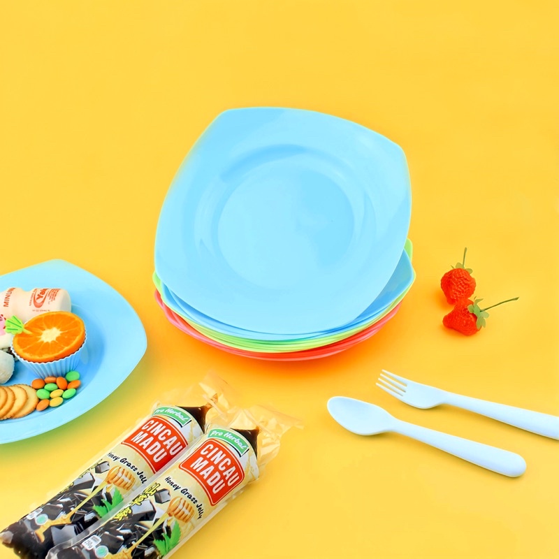 [12 pcs] Piring Makan Plastik