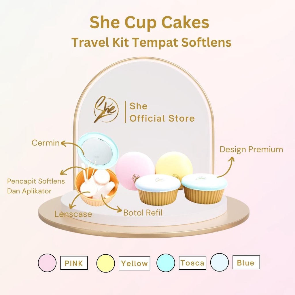 She Cup Cakes travel kit tempat softlens