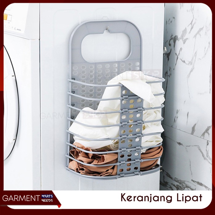 Keranjang Baju Laundry Lipat Pakaian Kotor Gantung Mesin Cuci Praktis