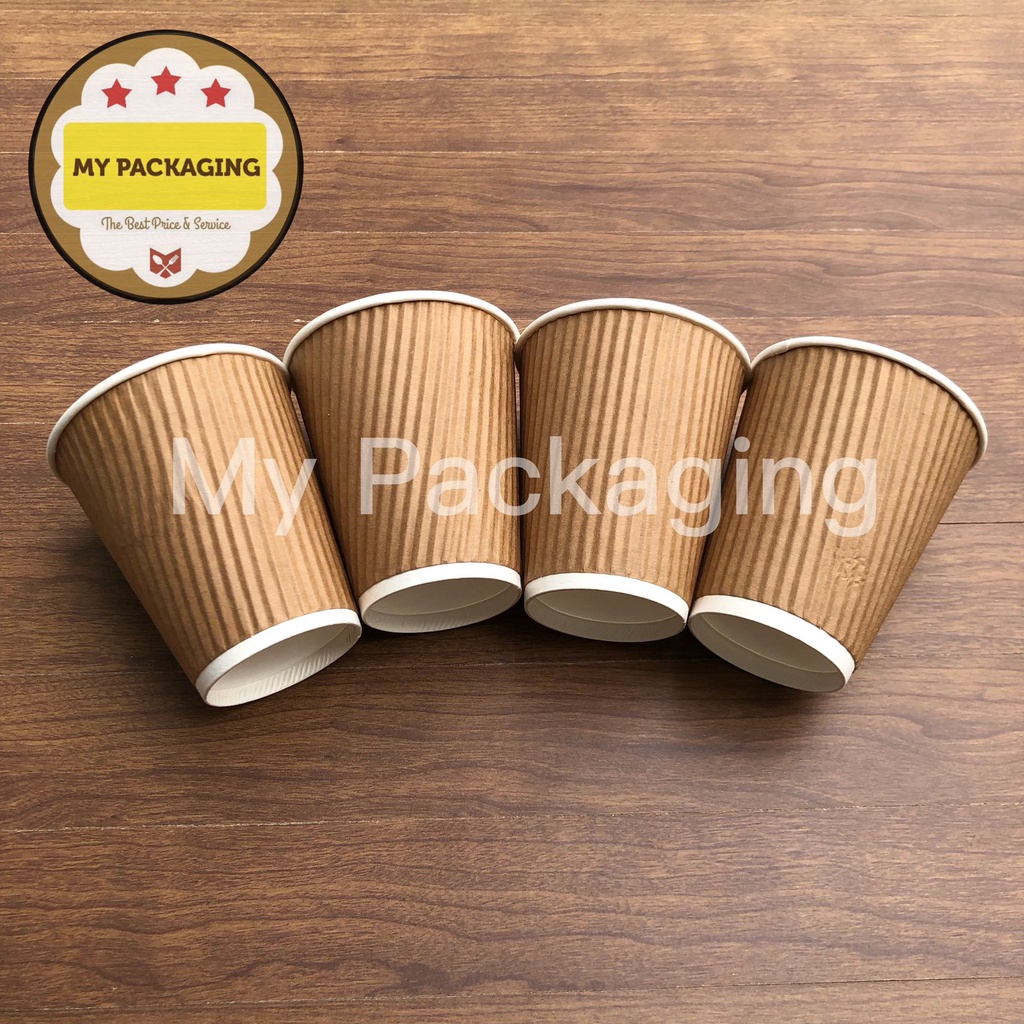 Hot Paper Cup Gelas Kopi 8oz V Wrap Barrier 210gsm TEBAL - isi 25pcs/pack