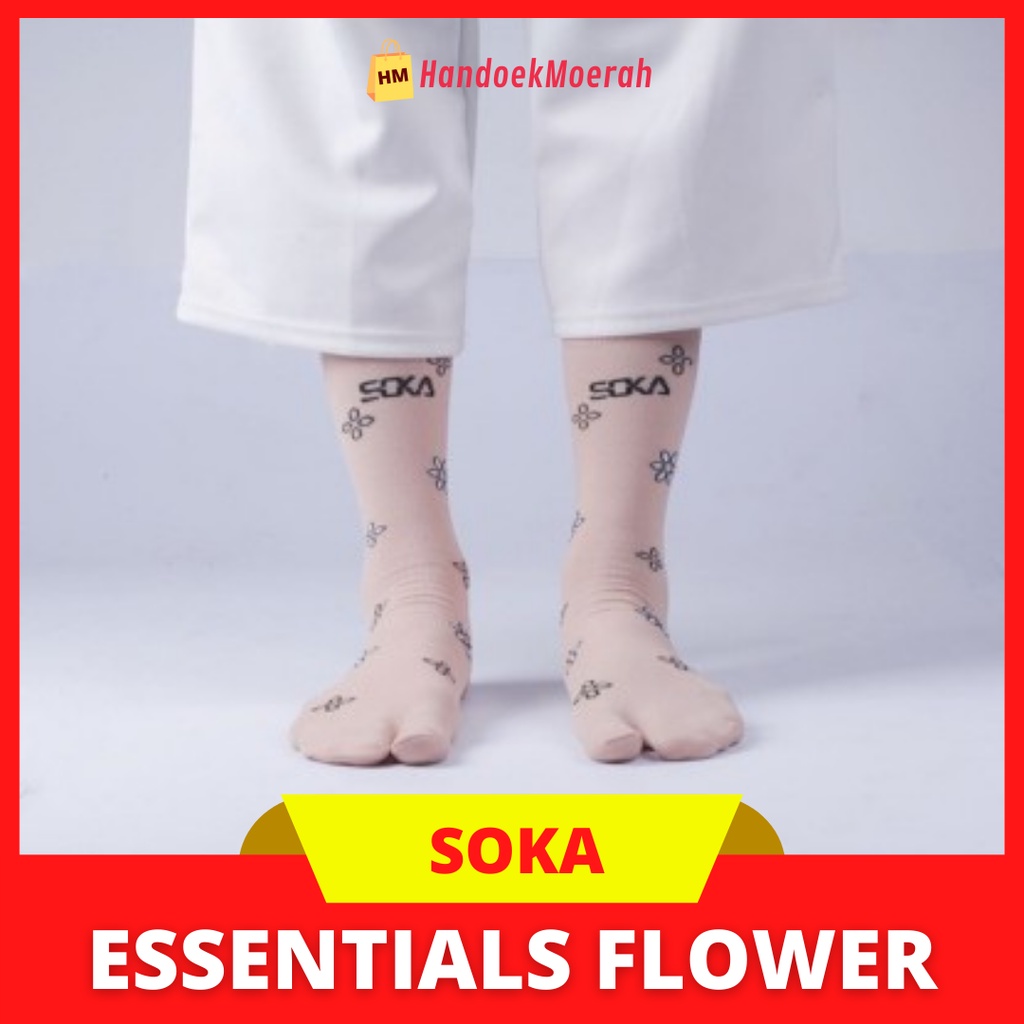 Kaos Kaki Wanita Murah / SOKA Sock Essentials Motif FLOWER / Kaos Kaki Jempol Muslimah Panjang