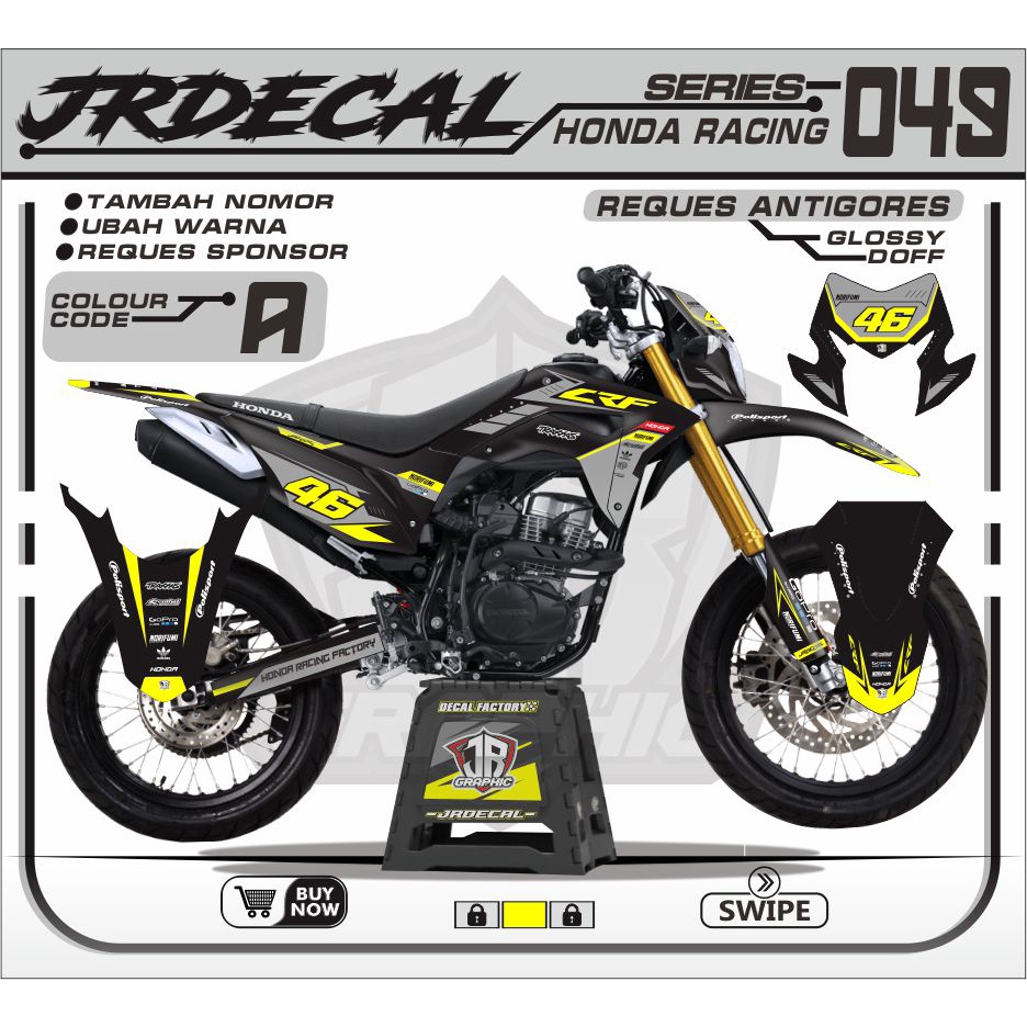 (BISA COD) DECAL STIKER CRF HITAM KEREN TERBARU - STIKER CRF SUPERMOTO - DECAL CRF 150L SUPERMOTO HI