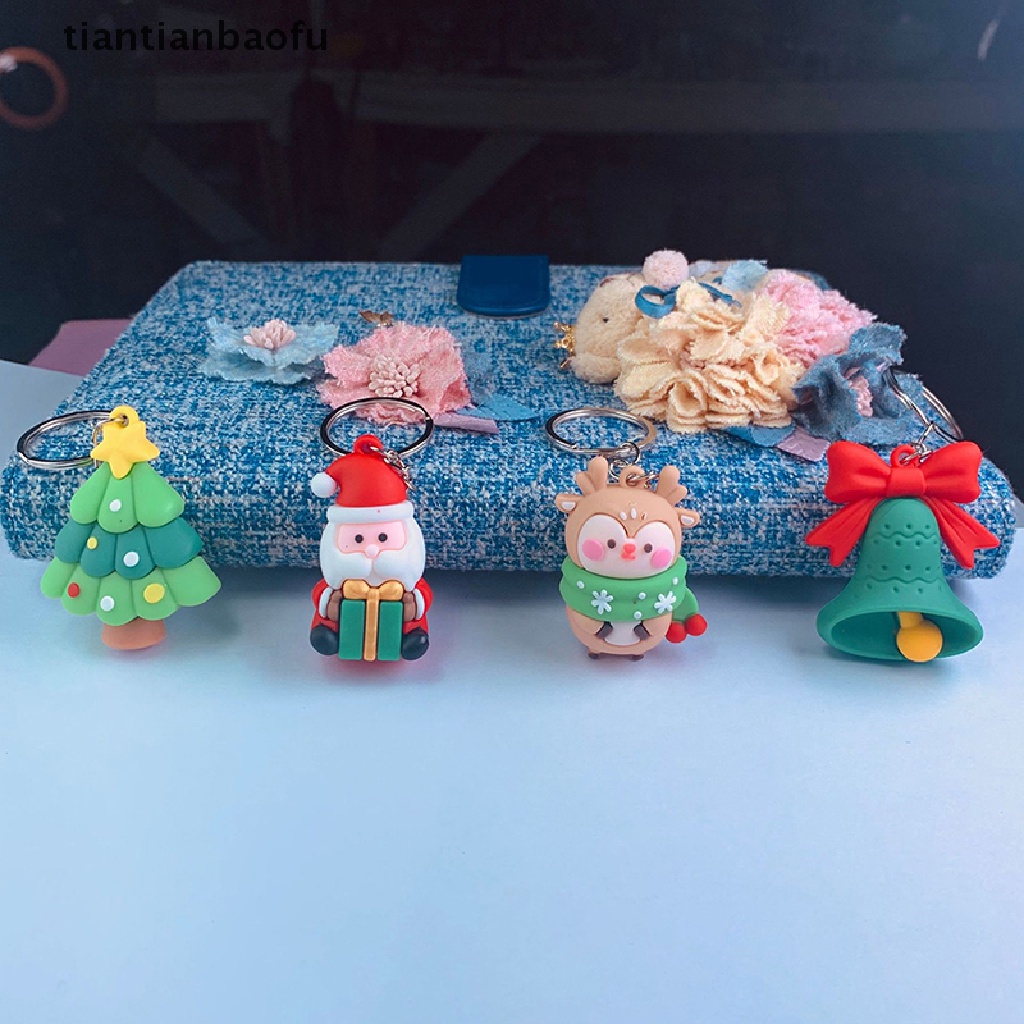 Gantungan Kunci Desain Kartun Rusa Santa Claus Snowman Untuk Hadiah Natal