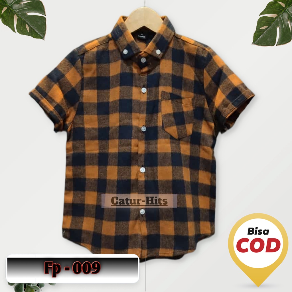 Zagzeg Clothing Atasan Kemeja Flannel Anak Lengan Pendek Kemeja Motif Kotak Bahan Flanel usia umur 2-6 tahun