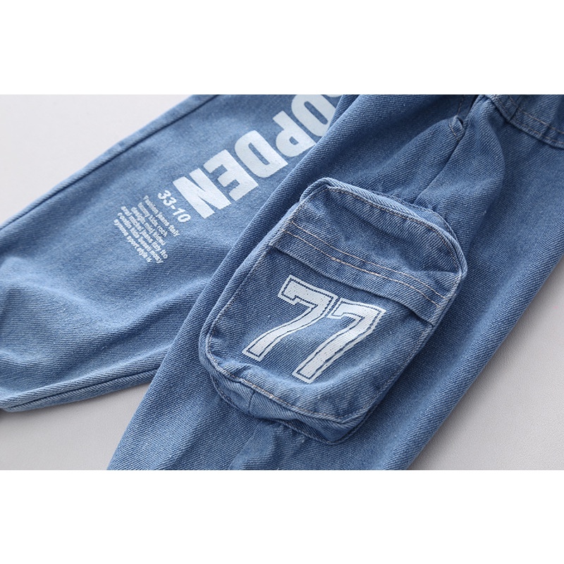 Setelan Anak Laki Laki Pakaian Set 2pcs Kaos Polo Lengan Panjang dan Celana Jeans Panjang Anak  Import