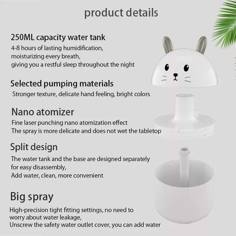 Humidifier A11 Diffuser Pelembab Udara Aromatherapy Aroma Terapi motif kucing Diffuser Humidifier PENGHARUM RUANGAN Air Humidifier purifier Diffuser portable USB kitty