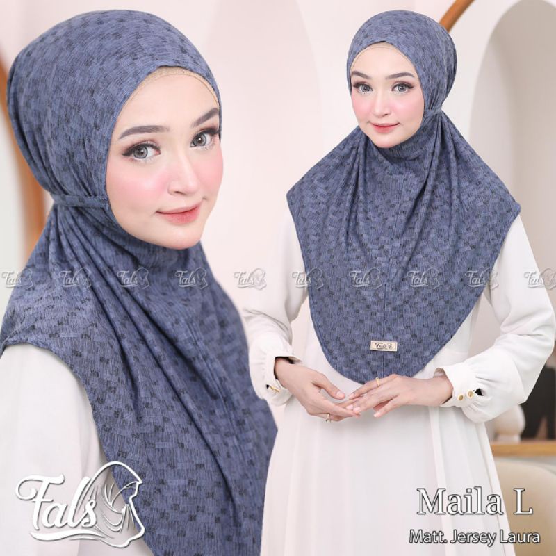 ( Ori Fals ) MAILA L•jilbab instan jersey laura•hijab bergo tali motif