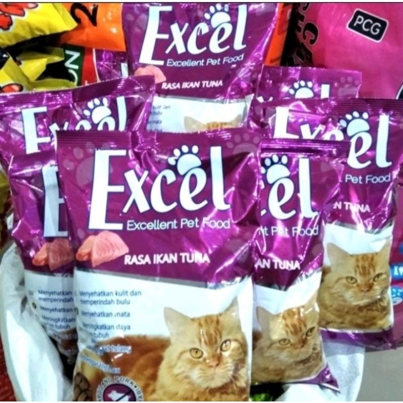 PROMO makanan kucing Excel tuna repack 500gr (paket 10kg)bentuk ikan