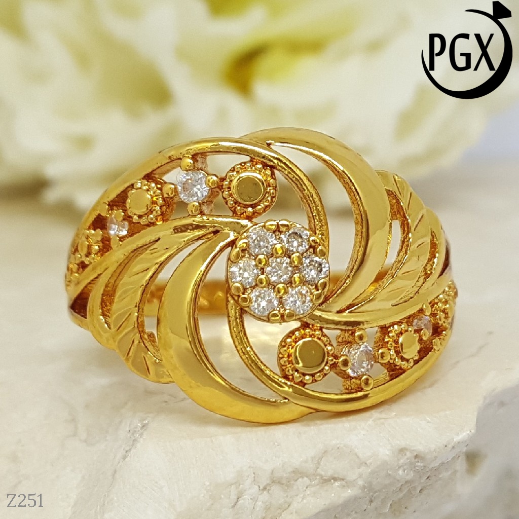 PGX Cincin Xuping Wanita Perhiasan Lapis Emas Aksesoris Fashion Premium - Z251