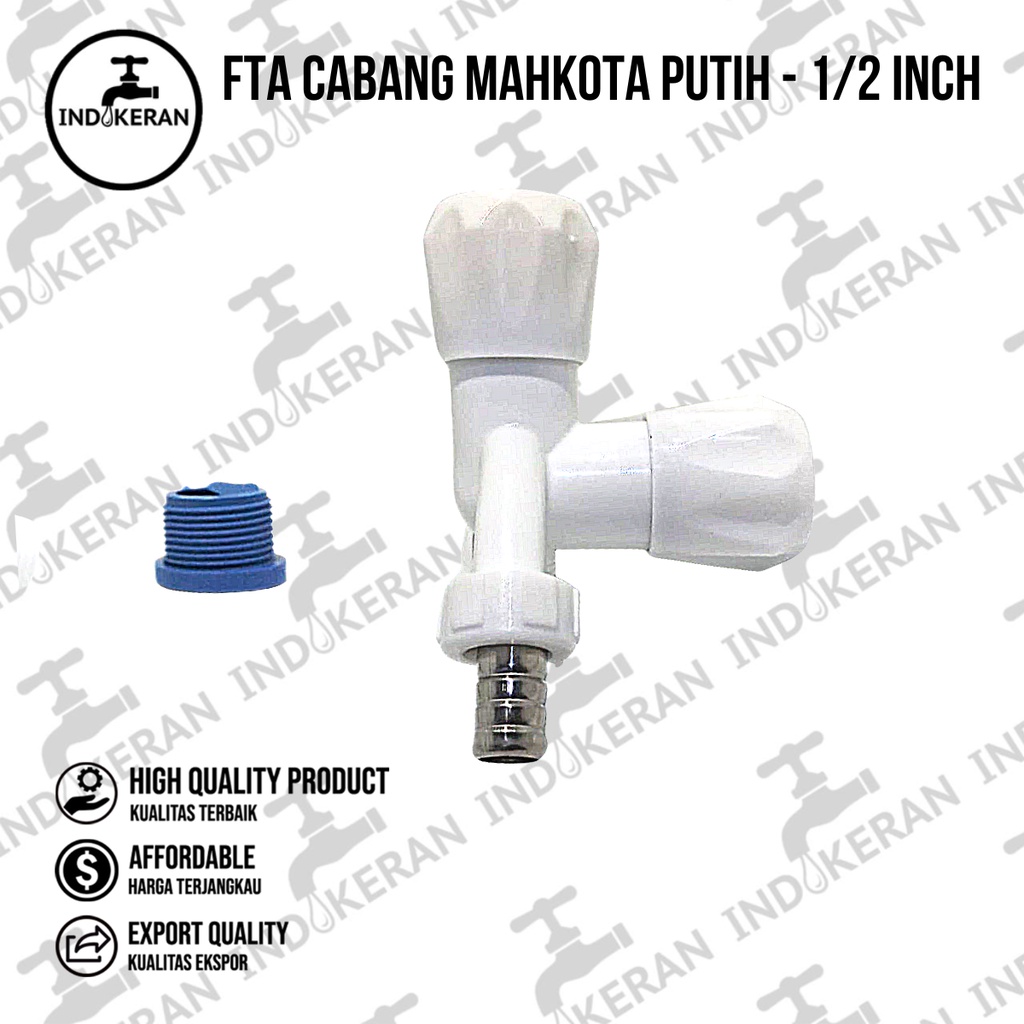 INDOKERAN - Kran Shower Mandi Cabang Bulat Putih - 1/2 dan 3/4 Inch - High Quality